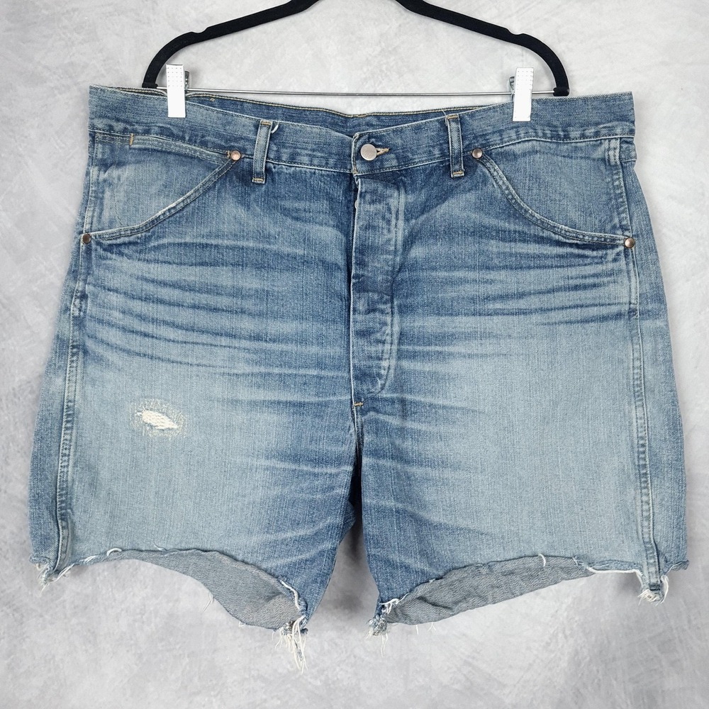 Double RL RRL Ralph Lauren Shorts Mens 40 Blue Denim Cut Off Distressed